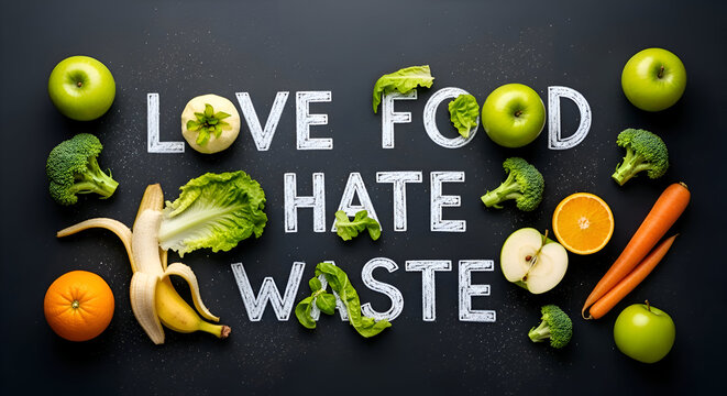 Fruits And Vegetables Arrangement Emphasizing Reducing Waste and Healthy Eating Habits - Powered by Adobe