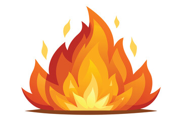 Vivid flame rises displaying yellow, orange, and red hues against a plain white background