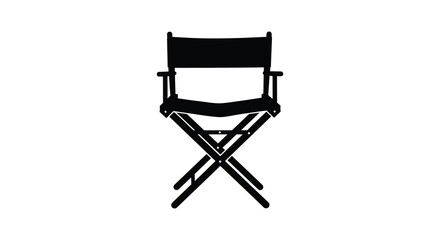 Fototapeta premium A simple black director s chair stands alone against a white background silhouette