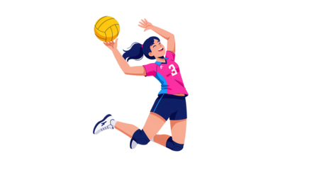 Female Volleyball Player Hitting a Ball Illustration