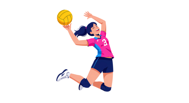 Female Volleyball Player Hitting a Ball Illustration