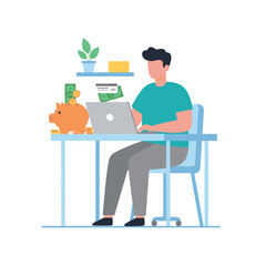 Illustration concept of online banking on a white background