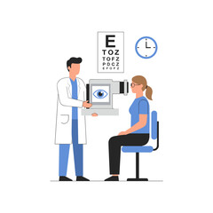 Fototapeta premium An optometrist conducts eye examinations and orders prescription glasses