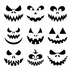 Spooky Halloween Silhouettes with Scary Carved Expressions