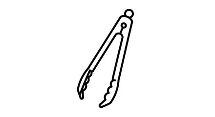 Obraz premium A minimalist line drawing of kitchen tongs with a simple hinge and gripping ends on a white background ai generated