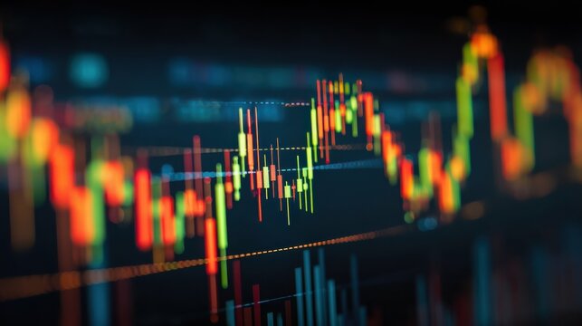 stockmarket online trading chart candlestick on crypto currency platform stock exchange financial market price candles graph data pattern analysis concept computer screen closeup background no logos 