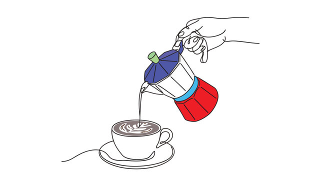 coffee pouring from red moka pot clip art preview