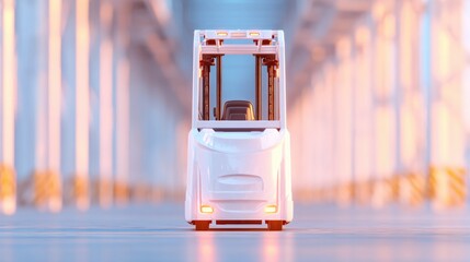 Automated cart in futuristic warehouse showcasing advanced desig