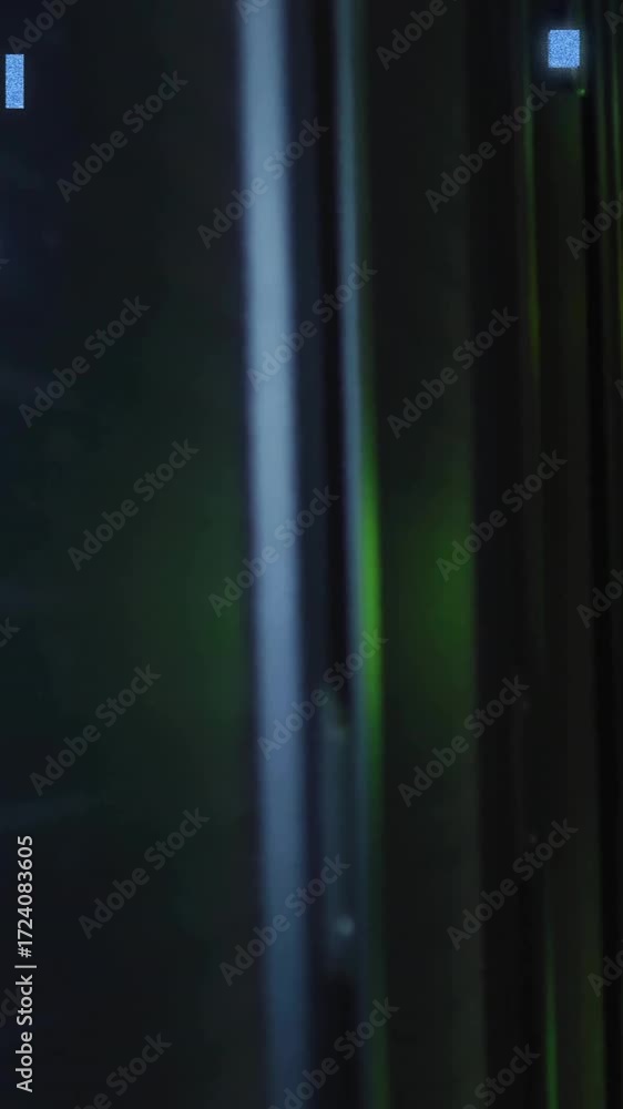Aufkleber animation of circuit board and data processing over caucasian female it engineer by computer servers