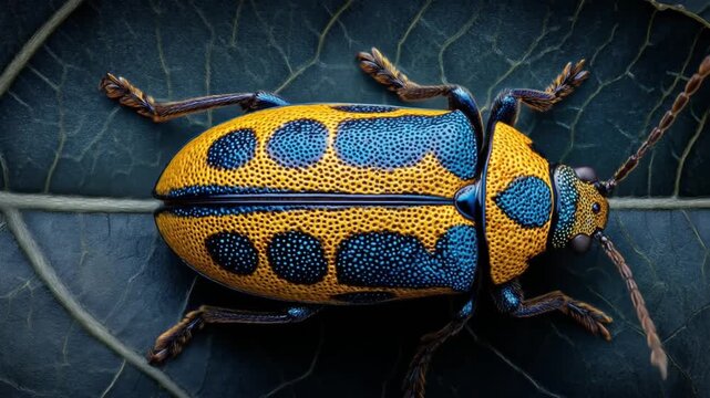 Colorful beetle on leaf