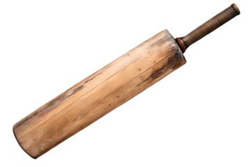 Vintage Worn Wooden Cricket Bat on Black Background