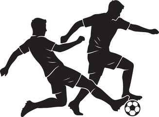 Two Soccer Players Silhouette Competing for Ball in Action