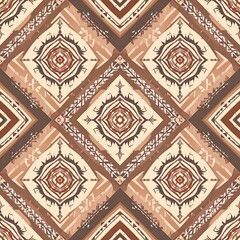Geometric patterned design in muted browns and beige