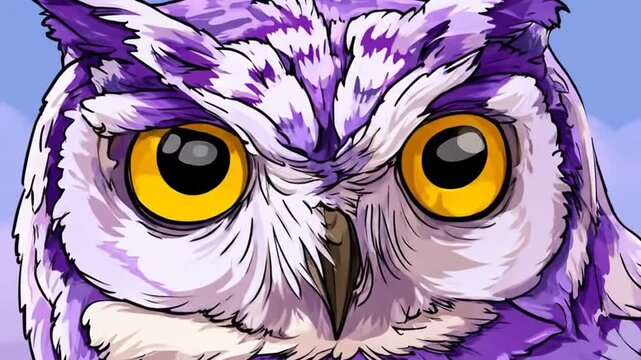 Purple owl in lavender field