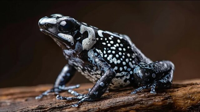 Black and white frog on branch