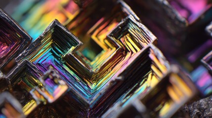 Close-up of vibrant, iridescent mineral crystals