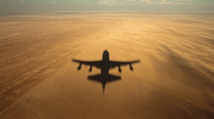 Airplane shadow over desert (1)