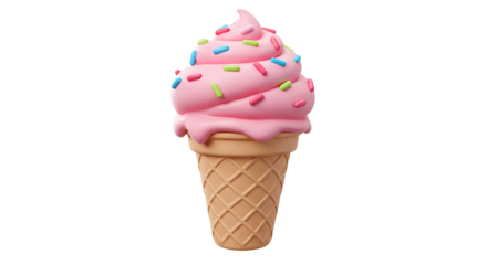 Illustration of a Pink Soft-Serve Ice Cream Cone
