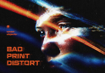 Bad Distorted Print Effect Mockup