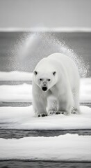 Arctic Majesty A Polar Bear Strides Through the Icy Landscape, Capturing the Essence of the Arctic Wilderness