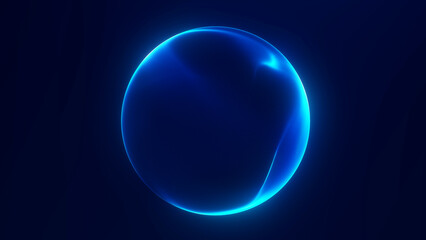 Abstract glowing blue sphere with soft luminous effects on a dark background. Futuristic orb design with smooth digital energy light.