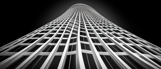 Modern Skyscraper Architecture Design Showing a Curved Facade