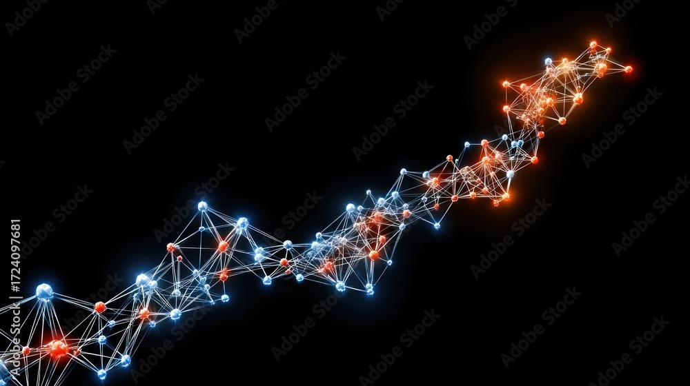 Poster abstract network connection: glowing nodes and links
