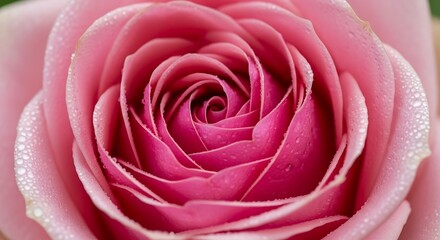 Radiant pink rose blossom with delicate water droplets, close-up captured