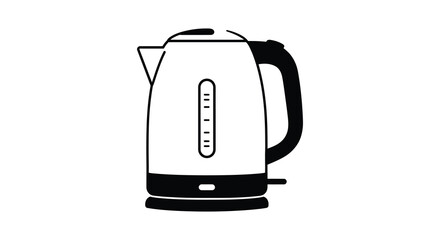 Simple black and white illustration of a classic electric kettle silhouette