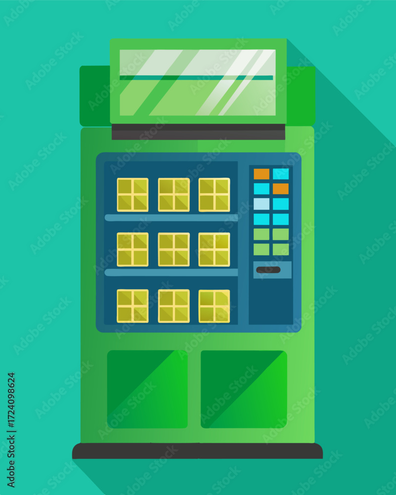 Aufkleber a vending machine with a solarpowered led display showcasing the products available with a green sus