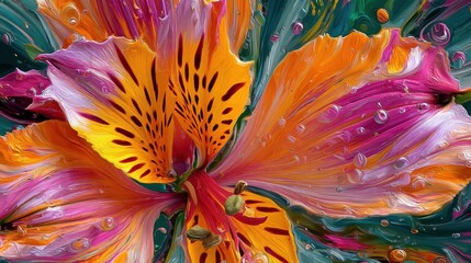 Vibrant Alstroemeria Bloom - A Close-Up of Natures Artistry.