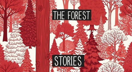 Forest Illustration with textual content amidst a monochromatic palette