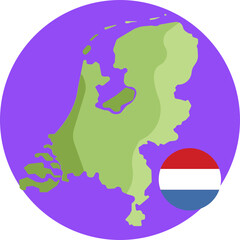 Fototapeta premium Outline of the Netherlands showing its national borders on a plain map.