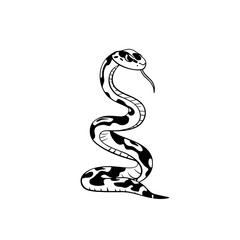Rattlesnake. Rattlesnake simple black and white line art vector logo