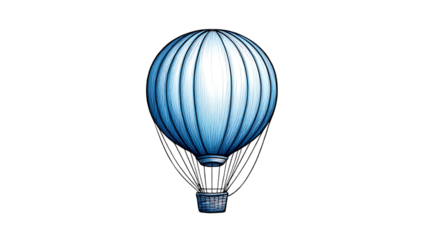 Blue hot air balloon illustration isolated on transparent background