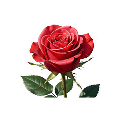 Stunning crimson rose with delicate water droplets, perfect for romantic occasions and elegant designs, evokes love, passion and timeless beauty in full bloom
