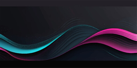 Blue digital lines create a futuristic abstract wave motion flowing across a black vector background