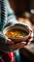 Warm Soup in Hands - A Comforting and Nourishing Meal.