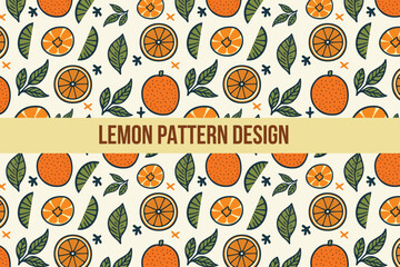 seamless leaf, Lemon colorful pattern design,seamless lemon pattern design 	