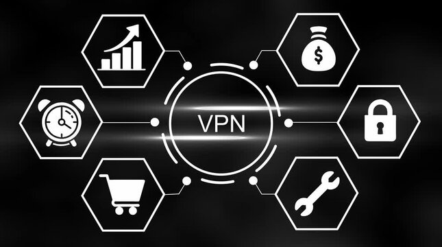 Business strategy icons growth money security shopping time tools V P concept abstract technology network
