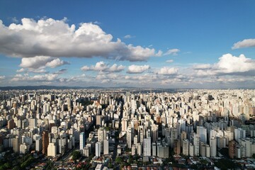 Expansive view of Sao Paulo skyline showcasing modern architecture and clouds