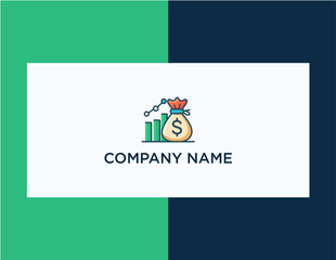 Business Growth Logo with Money Bag and Graph Illustration.