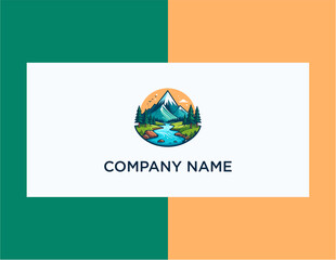 Scenic landscape logo design for outdoor adventure company.