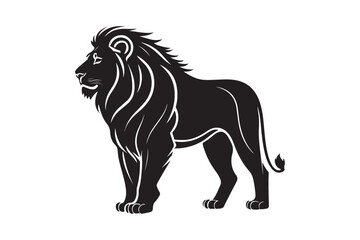 Majestic black lion silhouette standing proudly