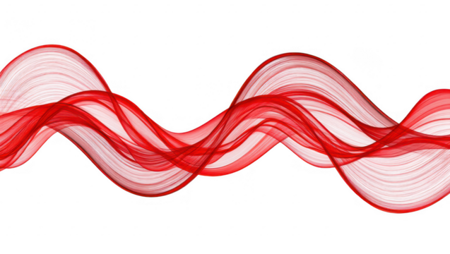 Abstract red wave isolated on transparent background for presentation background