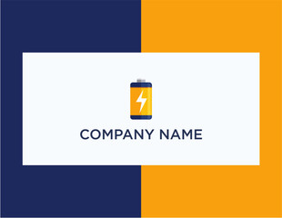 Modern Business Card Design with Battery Icon and Company Name.