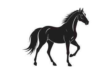 Elegant black horse silhouette in motion