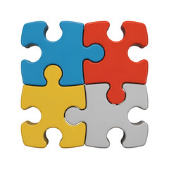 Four Colorful Interlocking Puzzle Pieces Representing Teamwork and Connection jigsaw