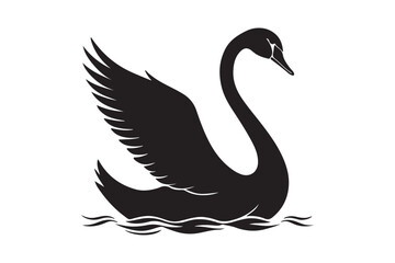 Elegant black swan silhouette on rippling water