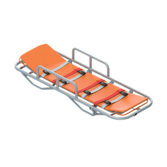 Orange Medical Stretcher with Gray Frame and Red Straps on Black Background emergency